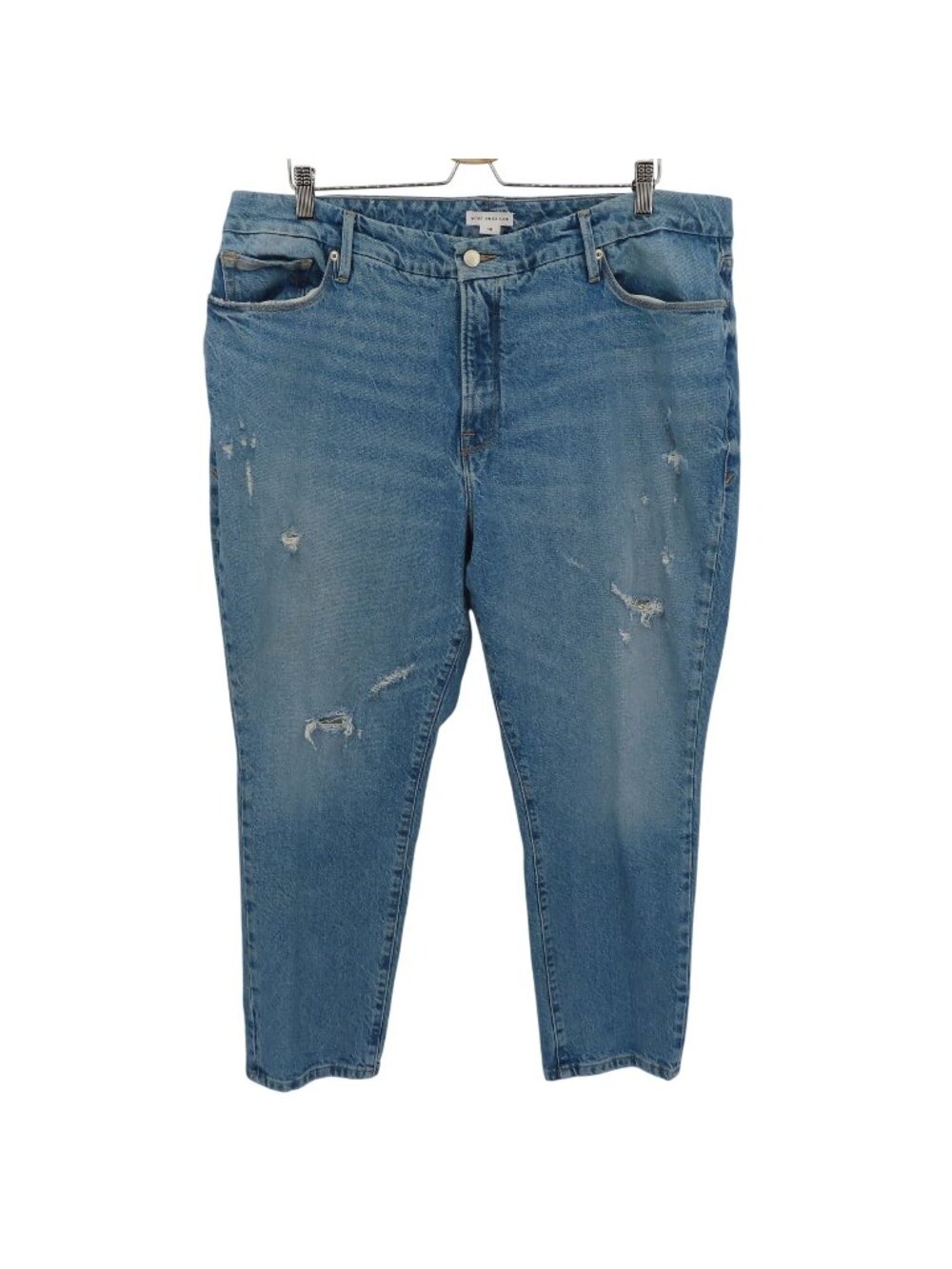 Good American Women 16 Good Classic Distressed Blue Denim Jeans GC062T Pockets